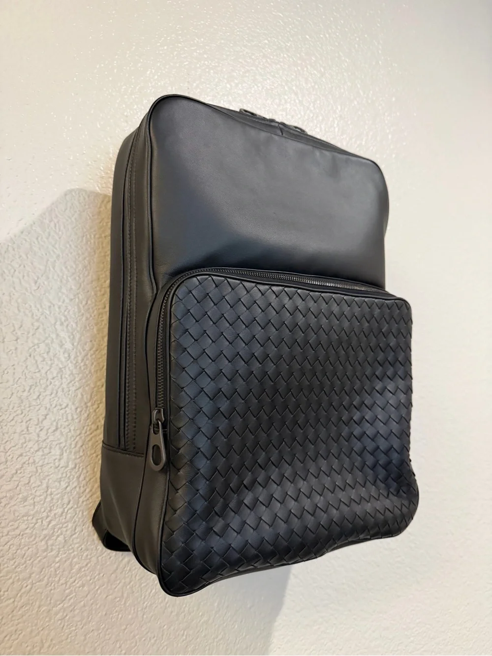 Bottega Veneta Black Intrecciato Leather Backpack